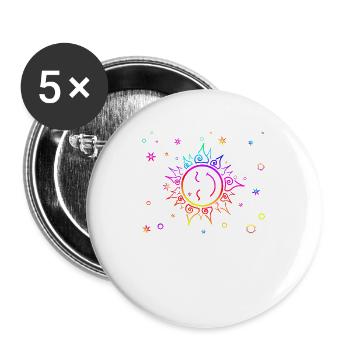 Smiling Sun Gradient Rainbow - Buttons large 2.2''/56 mm (5-pack) - white - Front