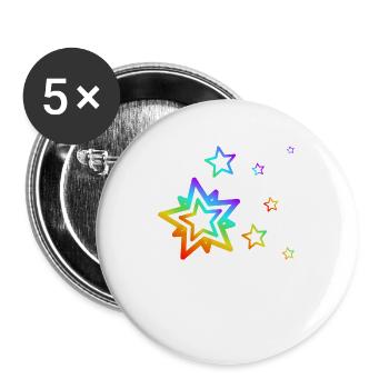 Colorful Stars Shooting Star Rainbow Gradient - Buttons large 2.2''/56 mm (5-pack) - white - Front