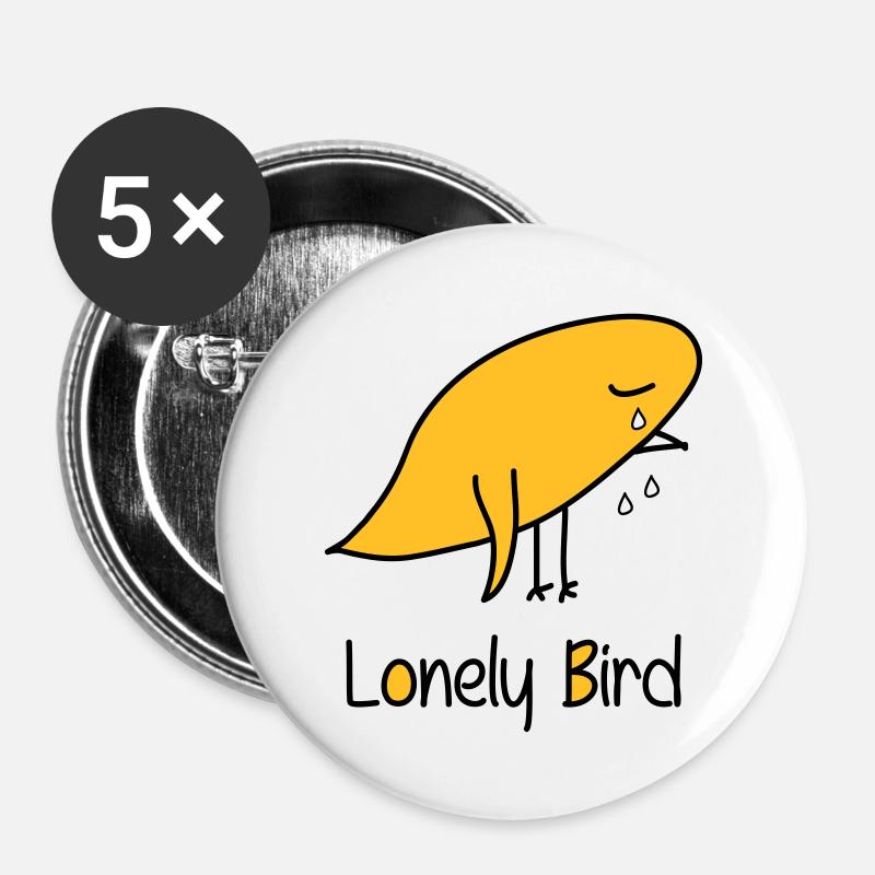 Lonely Bird - Buttons large 2.2''/56 mm (5-pack) - white
