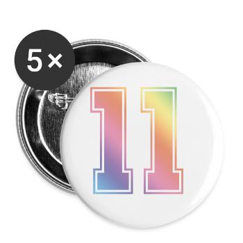 11 Numéro coloré - Lot de 5 grands badges (56 mm) - blanc - Devant