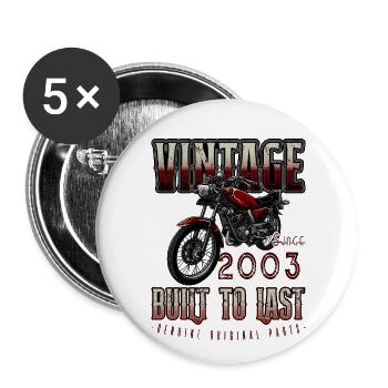Vintage Motorrad Biker Motorrad Geburtstag 2003 - Buttons groß 56 mm (5er Pack) - Weiß - Vorne