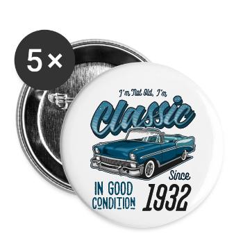 I'm Not Old I'm Classic Car Vintage Born In 1932 - Buttons large 2.2''/56 mm (5-pack) - white - Front