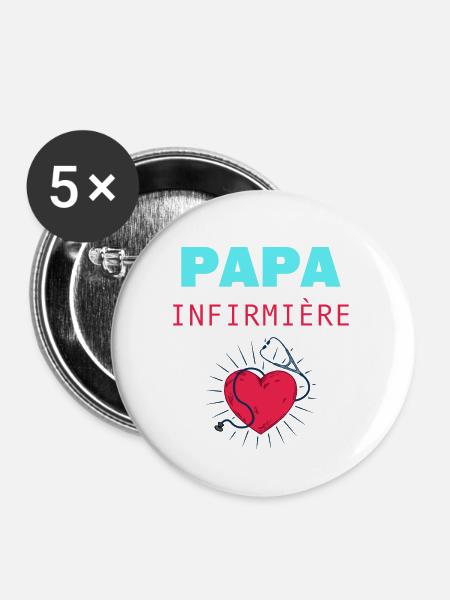 STOLZER VATER EINER KRANKENSCHWESTER - Buttons groß 56 mm (5er Pack) - Weiß