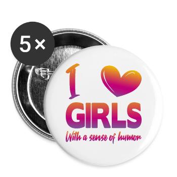 J’aime les filles - Lot de 5 grands badges (56 mm) - blanc - Devant