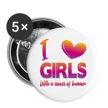 J’aime les filles - Lot de 5 grands badges (56 mm) - blanc - Devant