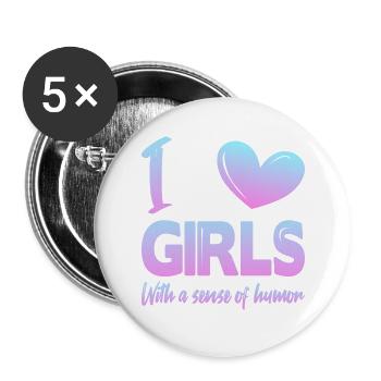 Ich liebe Mädchen - Buttons groß 56 mm (5er Pack) - Weiß - Vorne