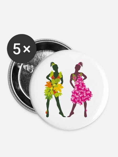 Sommer- und Herbstmädchen - Buttons groß 56 mm (5er Pack) - Weiß