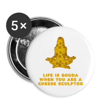 Sculpteur de fromage - gouda, fromage cottage - Lot de 5 grands badges (56 mm) - blanc - Devant