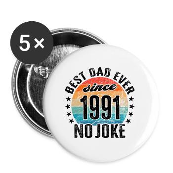 Best dad in the world since 1991 Father's Day - Buttons large 2.2''/56 mm (5-pack) - white - Front
