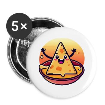 Chips de nacho dans un bain de fromage crémeux - Lot de 5 grands badges (56 mm) - blanc - Devant