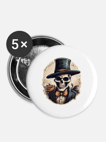 Halloween - Buttons groß 56 mm (5er Pack) - Weiß