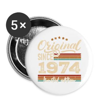 Original 1974 Vintage - 1974 Birthday Gift - Buttons large 2.2''/56 mm (5-pack) - white - Front