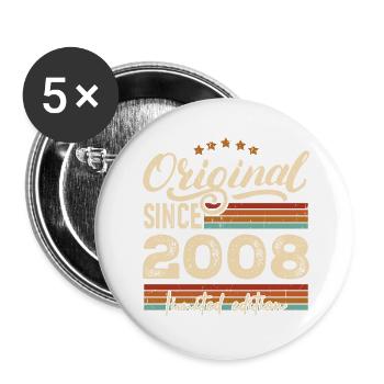 Original 2008 Jahrgang - 2008 Geburtstagsgeschenk - Buttons groß 56 mm (5er Pack) - Weiß - Vorne