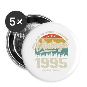Vintage 1995 Retro Style Anniversary Gift 1995 - Buttons large 2.2''/56 mm (5-pack) - white - Front