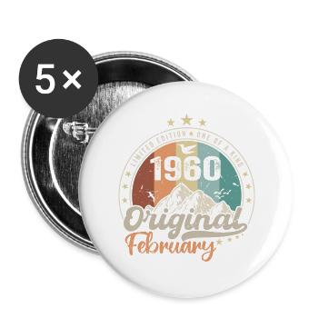 Les Légendes Nées En Février 1960 Cadeau 64 Ans - Lot de 5 grands badges (56 mm) - blanc - Devant