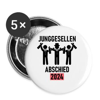 Bachelor Party 2024 Bachelor Party - Buttons large 2.2''/56 mm (5-pack) - white - Front