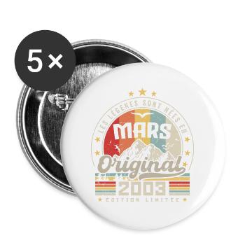 Vintage Mars 2003 Cadeau D'anniversaire 21 Ans - Lot de 5 grands badges (56 mm) - blanc - Devant