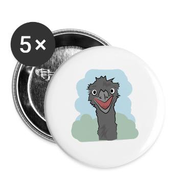 Illustration design "Emu Kisses" - Buttons large 2.2''/56 mm (5-pack) - white - Front