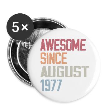 1977 August - Geburtstagsgeschenk August 1977 August - Buttons groß 56 mm (5er Pack) - Weiß - Vorne