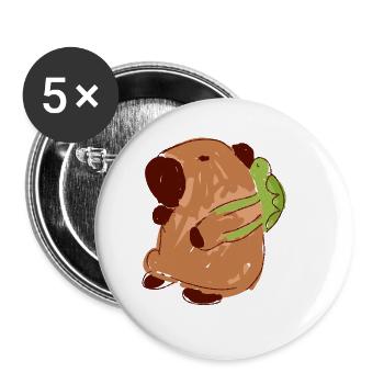 Capybara,sac à dos,tortue,capybara - Lot de 5 grands badges (56 mm) - blanc - Devant