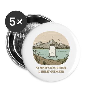 Randonneurs au sommet et désaltérants - Lot de 5 grands badges (56 mm) - blanc - Devant