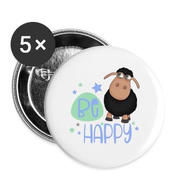 Black sheep - Be happy sheep - lucky charm - Buttons large 2.2''/56 mm (5-pack) - white - Front