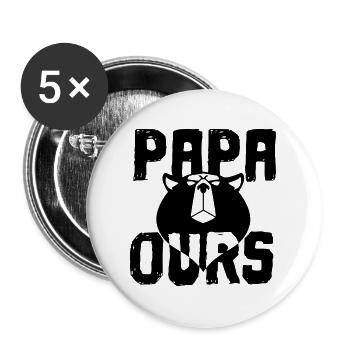 Papa ours - Lot de 5 grands badges (56 mm) - blanc - Devant