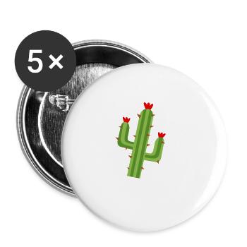 Kaktus, Kakteen, Sukkulenten, Kakteengewächse - Buttons groß 56 mm (5er Pack) - Weiß - Vorne