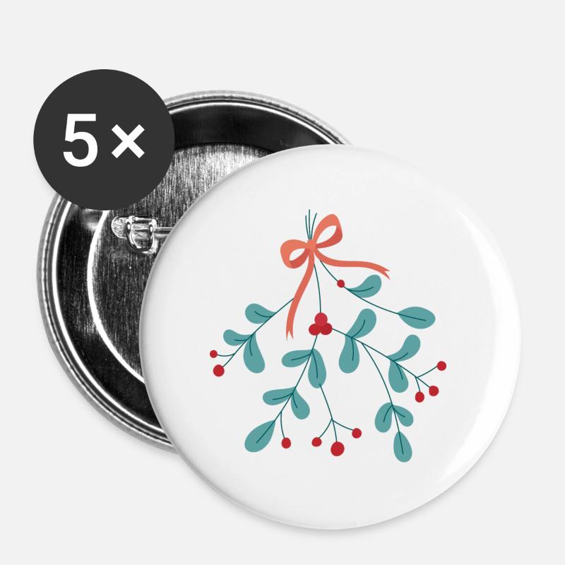 Mistletoe - Buttons large 2.2''/56 mm (5-pack) - white