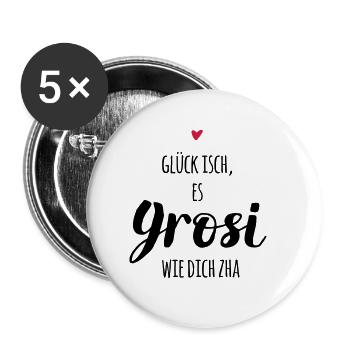 Schweizerdeutsch: Glück ist, ein Grosi wie dich - Buttons groß 56 mm (5er Pack) - Weiß - Vorne