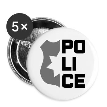 Police (halved service mark) - Buttons large 2.2''/56 mm (5-pack) - white - Front