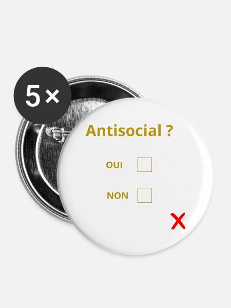 Asozial? - Buttons groß 56 mm (5er Pack) - Weiß