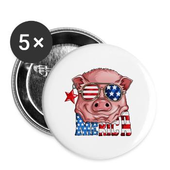 USA Flagge Schweinkostüm Merica Nationalfeiertag - Buttons groß 56 mm (5er Pack) - Weiß - Vorne