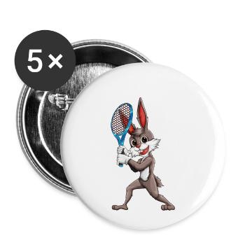 Hase Kaninchen Tennis Sport Design Tennisschläger - Buttons groß 56 mm (5er Pack) - Weiß - Vorne