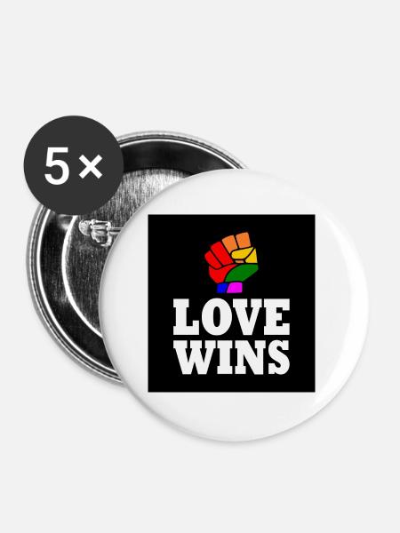 Love wins - Buttons groß 56 mm (5er Pack) - Weiß