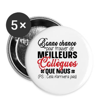Départ Retraite Collègue Cadeau Humour Aurevoir - Lot de 5 grands badges (56 mm) - blanc - Devant
