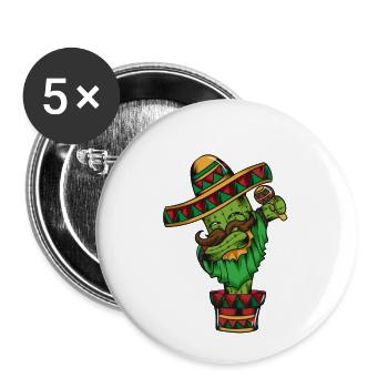 Maracas Mexico Desert Cactus Poncho Cinco de Mayo - Buttons large 2.2''/56 mm (5-pack) - white - Front
