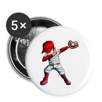 Baseball Baseballfan Baseballoutfit Kinder Dabbing - Buttons groß 56 mm (5er Pack) - Weiß - Vorne