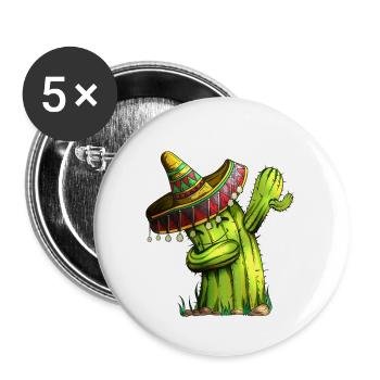 Vacances Mexique Cinco de Mayo Cactus Costume Dab - Lot de 5 grands badges (56 mm) - blanc - Devant