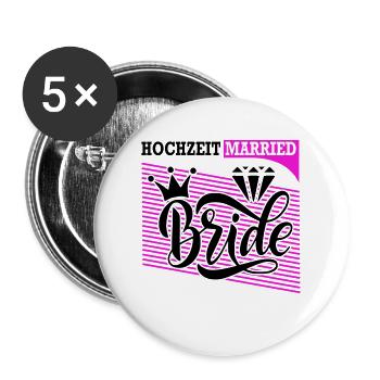 Hochzeit Married Braut Bride Ring Ehefrau Diamant - Buttons groß 56 mm (5er Pack) - Weiß - Vorne