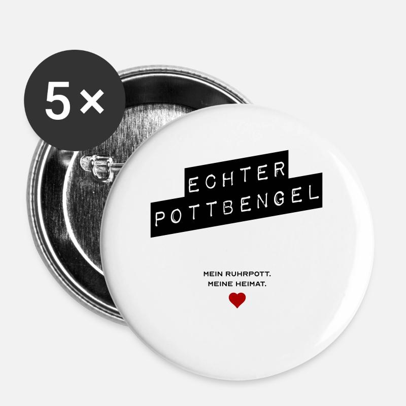 Echter Pottbengel - Buttons groß 56 mm (5er Pack) - Weiß