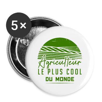 Agriculteur Le Plus Cool Du Monde - Lot de 5 grands badges (56 mm) - blanc - Devant