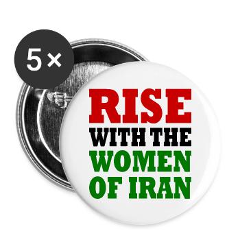 Rise with the women of iran - Buttons groß 56 mm (5er Pack) - Weiß - Vorne
