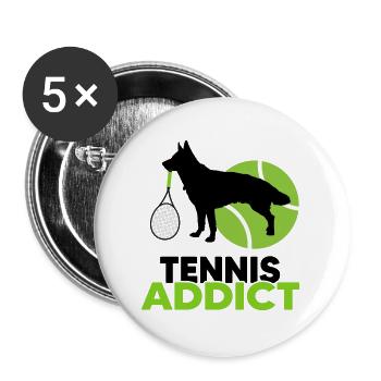 Tennis Tennis Match « Tennis & Dog » Accro au tennis - Lot de 5 grands badges (56 mm) - blanc - Devant