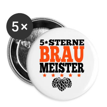 Braumeister Hopfen Brauer Brauerei Farben änderbar - Buttons groß 56 mm (5er Pack) - Weiß - Vorne