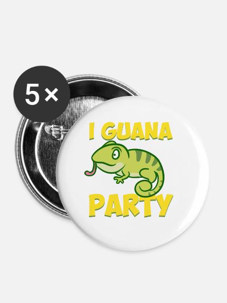 I Guana Party - Buttons groß 56 mm (5er Pack) - Weiß