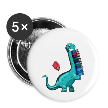 short arms bookworm read book dino books - Buttons large 2.2''/56 mm (5-pack) - white - Front
