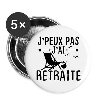 J peux pas j ai retraite - Lot de 5 grands badges (56 mm) - blanc - Devant