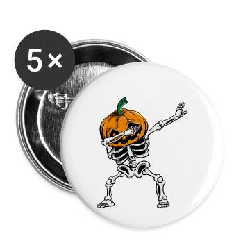 Dabbing Skelett Kürbis Leuchtendes Halloween - Buttons groß 56 mm (5er Pack) - Weiß - Vorne