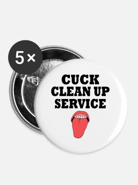 Cuckold cuck clean up service - Buttons groß 56 mm (5er Pack) - Weiß